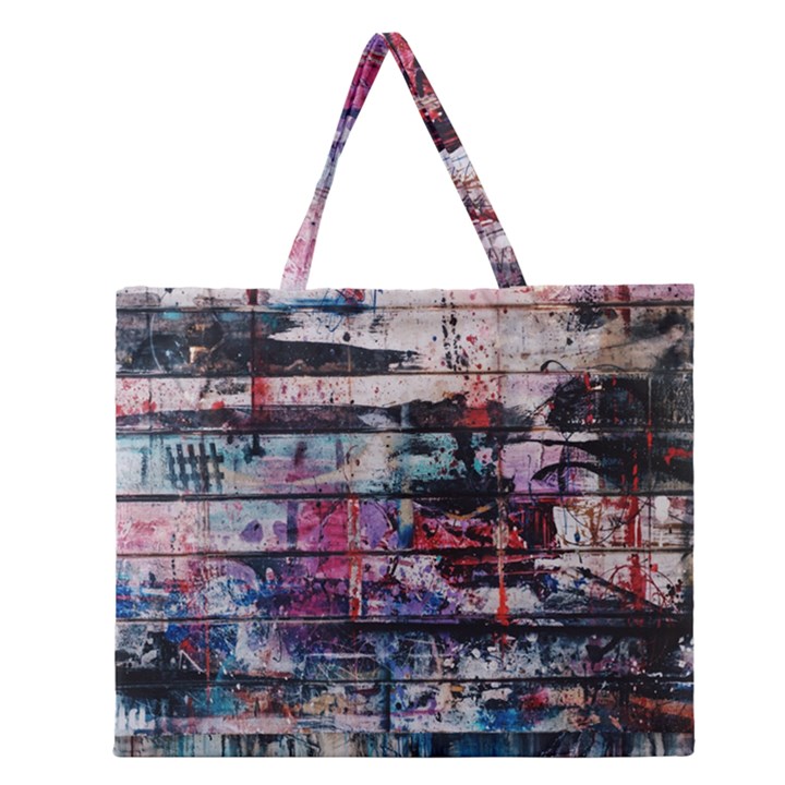 Splattered Paint On Wall Zipper Large Tote Bag