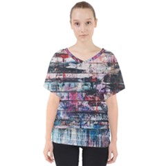 Splattered Paint On Wall V-neck Dolman Drape Top by artworkshop