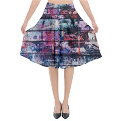 Splattered Paint On Wall Flared Midi Skirt by artworkshop