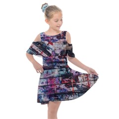 Splattered Paint On Wall Kids  Shoulder Cutout Chiffon Dress by artworkshop