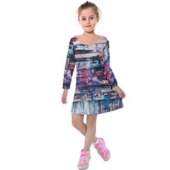 Splattered Paint On Wall Kids  Long Sleeve Velvet Dress by artworkshop