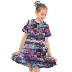 Splattered Paint On Wall Kids  Short Sleeve Shirt Dress by artworkshop