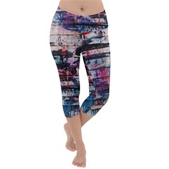 Splattered Paint On Wall Lightweight Velour Capri Yoga Leggings by artworkshop