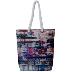 Splattered Paint On Wall Full Print Rope Handle Tote (small) by artworkshop