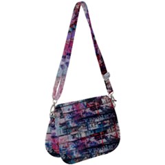 Splattered Paint On Wall Saddle Handbag by artworkshop