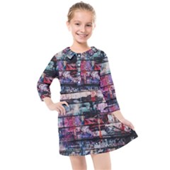 Splattered Paint On Wall Kids  Quarter Sleeve Shirt Dress by artworkshop