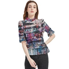 Splattered Paint On Wall Frill Neck Blouse