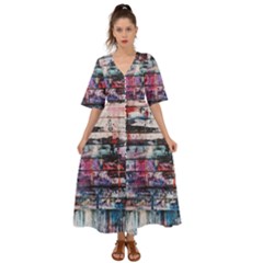 Splattered Paint On Wall Kimono Sleeve Boho Dress by artworkshop