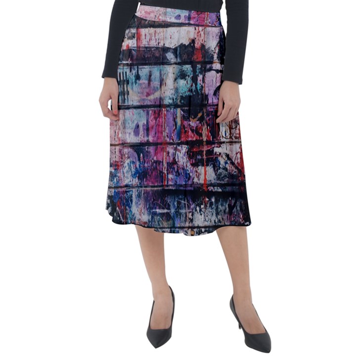 Splattered Paint On Wall Classic Velour Midi Skirt 