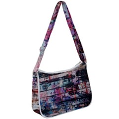 Splattered Paint On Wall Zip Up Shoulder Bag by artworkshop