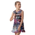 Splattered Paint On Wall Kids  Pilgrim Collar Ruffle Hem Dress View2