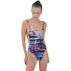 Splattered Paint On Wall Tie Strap One Piece Swimsuit by artworkshop