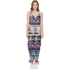 Splattered Paint On Wall Sleeveless Tie Ankle Chiffon Jumpsuit by artworkshop