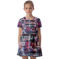 Splattered Paint On Wall Kids  Short Sleeve Pinafore Style Dress by artworkshop