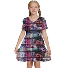 Splattered Paint On Wall Kids  Short Sleeve Tiered Mini Dress by artworkshop