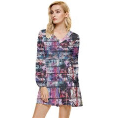 Splattered Paint On Wall Tiered Long Sleeve Mini Dress by artworkshop