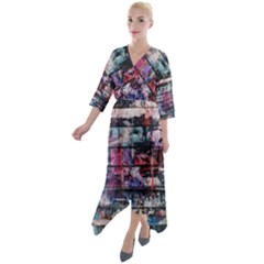 Splattered Paint On Wall Quarter Sleeve Wrap Front Maxi Dress by artworkshop