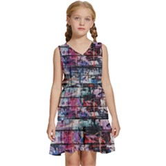 Splattered Paint On Wall Kids  Sleeveless Tiered Mini Dress by artworkshop