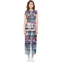 Splattered Paint On Wall Women s Frill Top Chiffon Jumpsuit by artworkshop