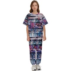 Splattered Paint On Wall Kids  Tee And Pants Sports Set