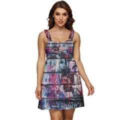 Splattered Paint On Wall Ruffle Strap Babydoll Chiffon Dress