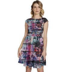 Splattered Paint On Wall Cap Sleeve High Waist Dress