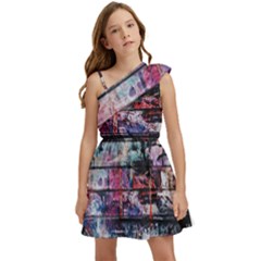 Splattered Paint On Wall Kids  One Shoulder Party Dress by artworkshop