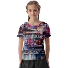 Splattered Paint On Wall Kids  Frill Chiffon Blouse by artworkshop