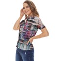 Splattered Paint On Wall Women s Short Sleeve Double Pocket Shirt View3