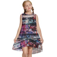 Splattered Paint On Wall Kids  Frill Swing Dress by artworkshop