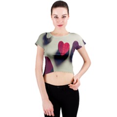 Valentine Day Heart 3d Crew Neck Crop Top by artworkshop