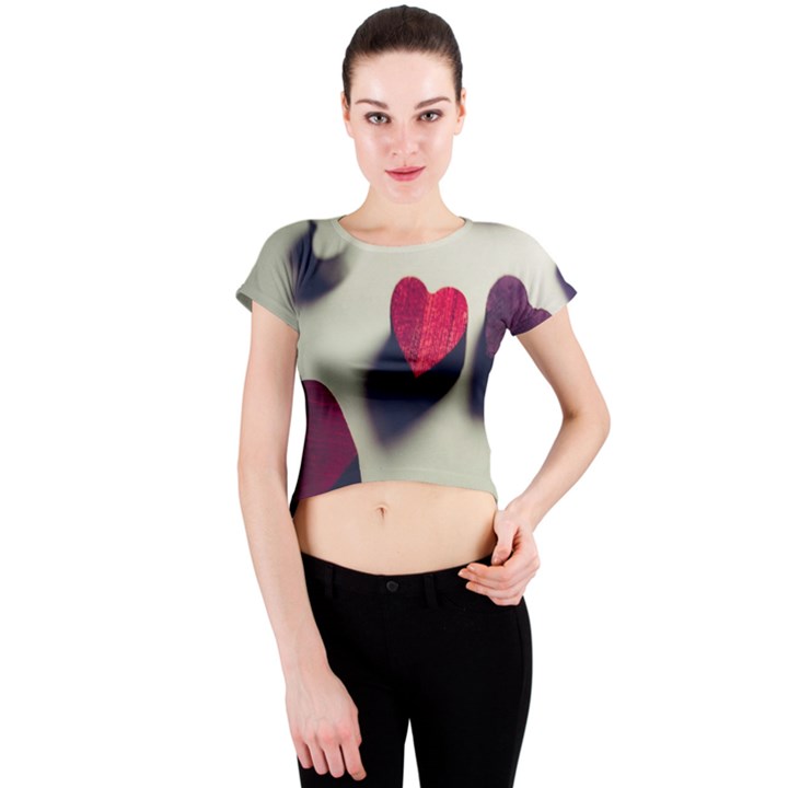 Valentine Day Heart 3d Crew Neck Crop Top