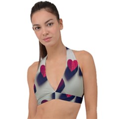 Valentine Day Heart 3d Halter Plunge Bikini Top by artworkshop