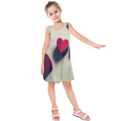 Valentine Day Heart 3d Kids  Sleeveless Dress by artworkshop