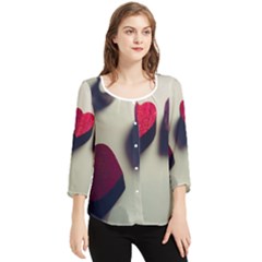 Valentine Day Heart 3d Chiffon Quarter Sleeve Blouse by artworkshop