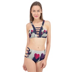 Valentine Day Heart 3d Cage Up Bikini Set by artworkshop