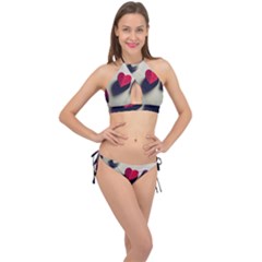 Valentine Day Heart 3d Cross Front Halter Bikini Set by artworkshop