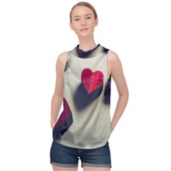 Valentine Day Heart 3d High Neck Satin Top by artworkshop