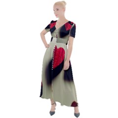 Valentine Day Heart 3d Button Up Short Sleeve Maxi Dress by artworkshop