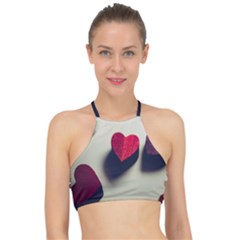 Valentine Day Heart 3d Racer Front Bikini Top by artworkshop