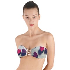 Valentine Day Heart 3d Twist Bandeau Bikini Top by artworkshop