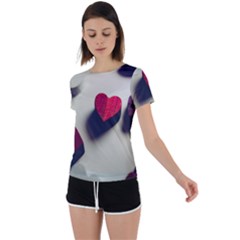 Valentine Day Heart 3d Back Circle Cutout Sports Tee by artworkshop