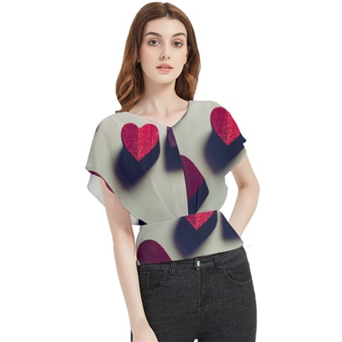 Valentine Day Heart 3d Butterfly Chiffon Blouse by artworkshop