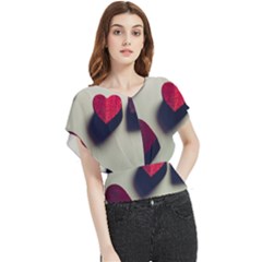 Valentine Day Heart 3d Butterfly Chiffon Blouse