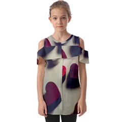 Valentine Day Heart 3d Fold Over Open Sleeve Top by artworkshop