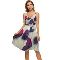 Valentine Day Heart 3d Sleeveless Tie Front Chiffon Dress by artworkshop