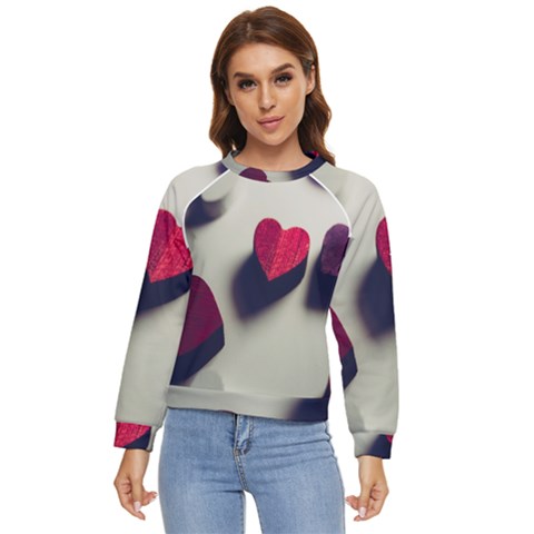 Valentine Day Heart 3d Women s Long Sleeve Raglan Tee by artworkshop