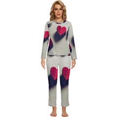 Valentine Day Heart 3d Womens  Long Sleeve Lightweight Pajamas Set by artworkshop