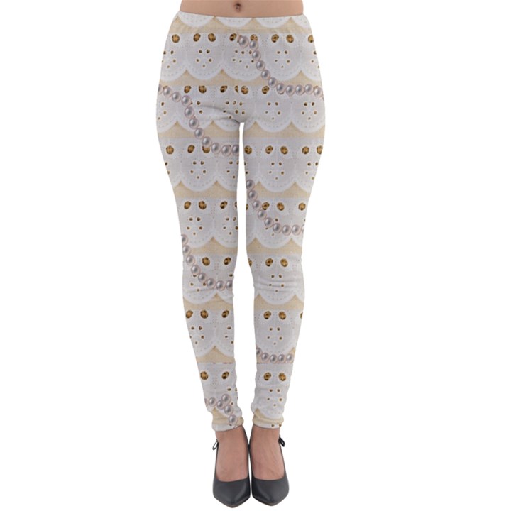 Pearls and Lace  Lightweight Velour Leggings