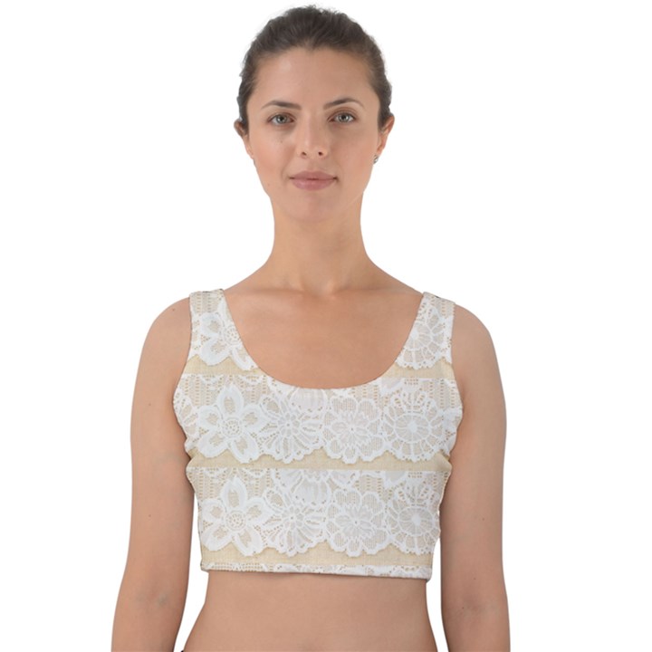 Vintage Lace look  Velvet Crop Top